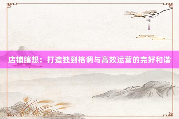 店铺瞎想：打造独到格调与高效运营的完好和谐